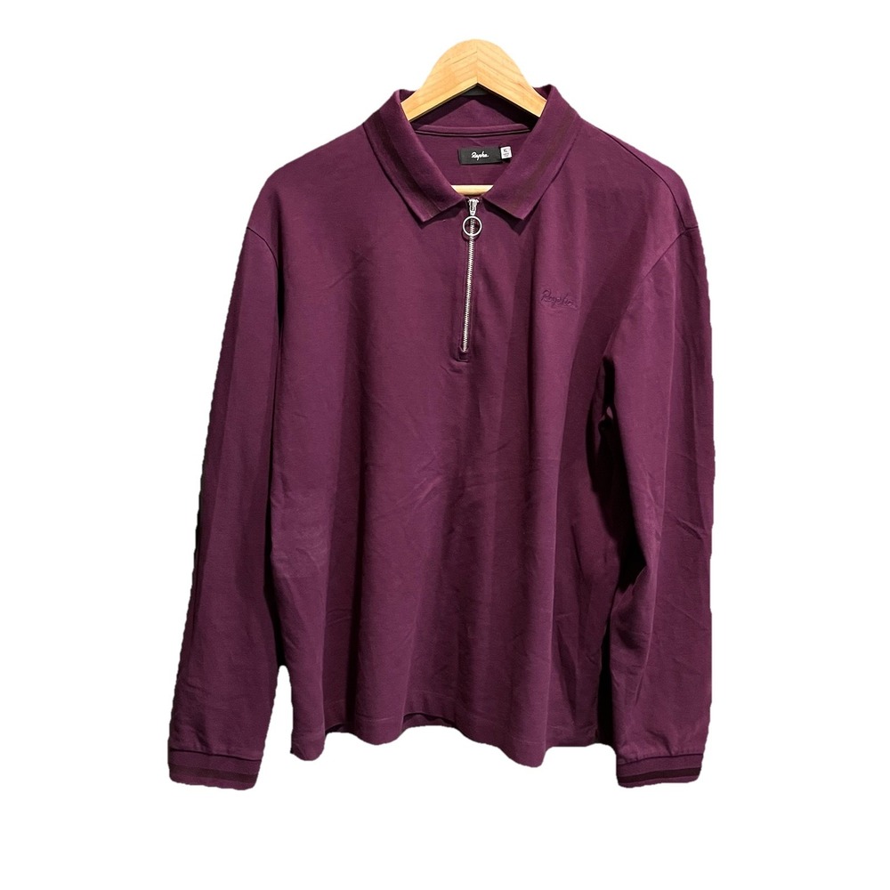 Rapha‎ Cycling Purple Logo Long Sleeve 1/4 Zip Polo Men's Sweater Size XL